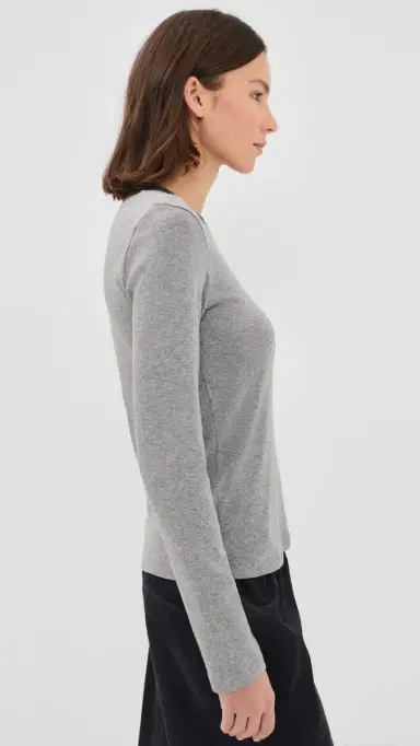 Vince Heather Tipped Long Sleeve Crew Tee H Thistle Combo | Thumbnail 4