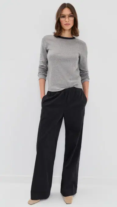 Vince Heather Tipped Long Sleeve Crew Tee H Thistle Combo | Thumbnail 5