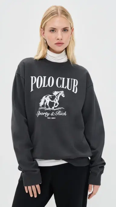 Sporty & Rich Stallion Crewneck Faded Black | Thumbnail 2 Sporty & Rich Stallion Crewneck Faded Black | Thumbnail 2