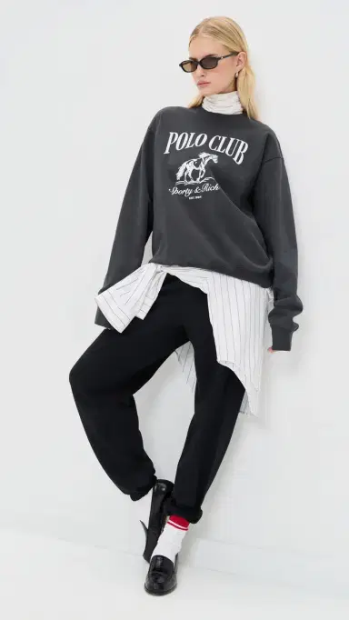 Sporty & Rich Stallion Crewneck Faded Black | Thumbnail 5 Sporty & Rich Stallion Crewneck Faded Black | Thumbnail 5