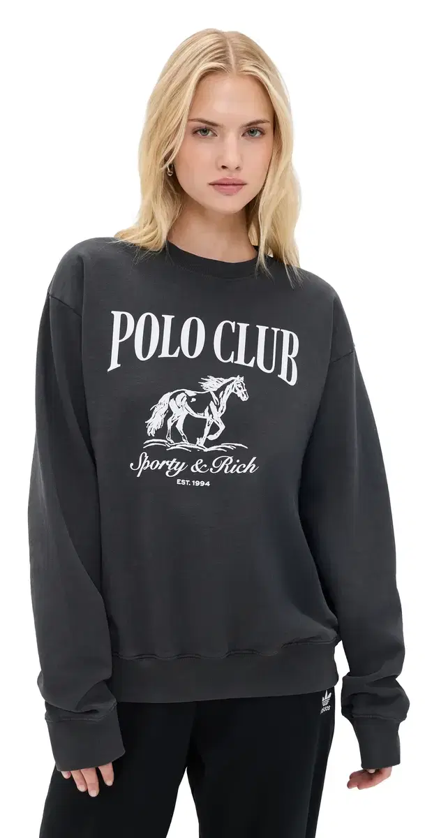 Sporty & Rich tallion Crewneck Faded Black