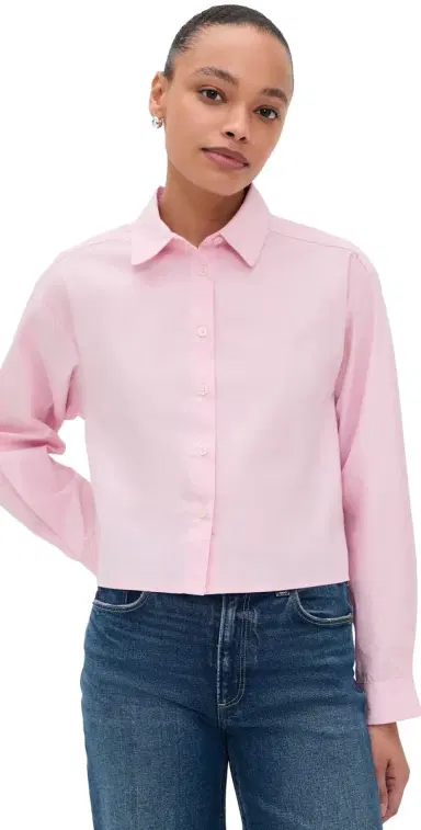 perfectwhitetee Naomi Cotton Poplin Button Down Shirt ugar Pink | Thumbnail 1 perfectwhitetee Naomi Cotton Poplin Button Down Shirt ugar Pink | Thumbnail 1