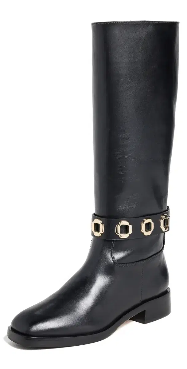 Larroudé Milan Flat Riding Boots Black