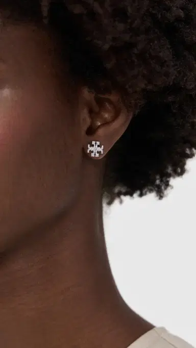 Tory Burch Icon Pavé Stud Earrings | Thumbnail 3