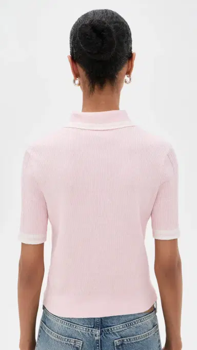 rag & bone aurie Tipped Short Sleeve Polo ight Pink | Thumbnail 3 rag & bone aurie Tipped Short Sleeve Polo ight Pink | Thumbnail 3