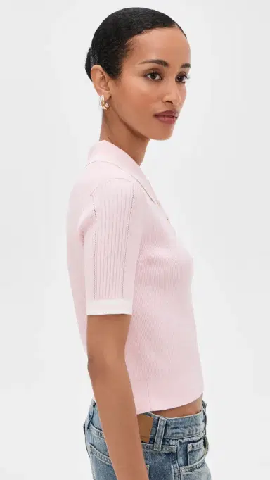 rag & bone aurie Tipped Short Sleeve Polo ight Pink | Thumbnail 4 rag & bone aurie Tipped Short Sleeve Polo ight Pink | Thumbnail 4