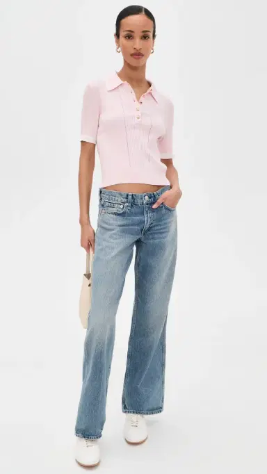 rag & bone aurie Tipped Short Sleeve Polo ight Pink | Thumbnail 5 rag & bone aurie Tipped Short Sleeve Polo ight Pink | Thumbnail 5
