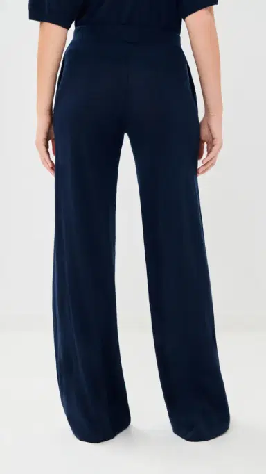 SPRWMN Cashmere Wide Leg Pants Navy | Thumbnail 4
