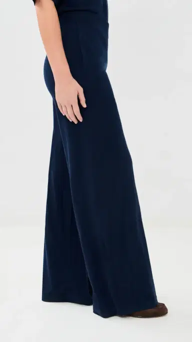SPRWMN Cashmere Wide Leg Pants Navy | Thumbnail 5