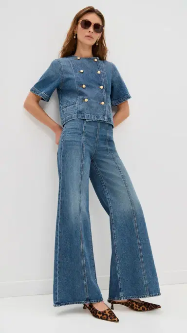 Ulla Johnson The Bianca Wide Leg Jeans Danube 28 | Thumbnail 5