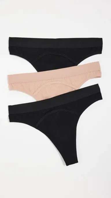 HONEYDEW Cyrus Rib Seamless Thong 3 Pack Black/Bon Bon/Black | Thumbnail 2