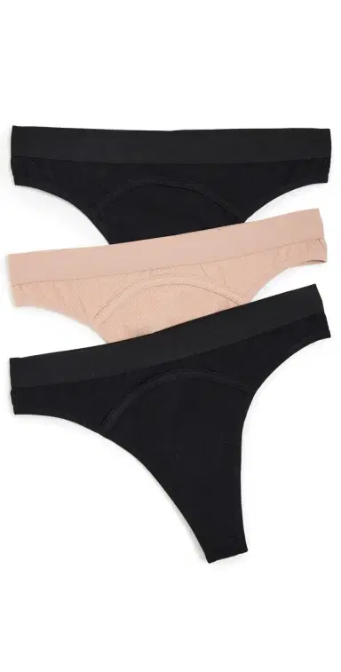 HONEYDEW Cyrus Rib Seamless Thong 3 Pack Black/Bon Bon/Black | Thumbnail 1