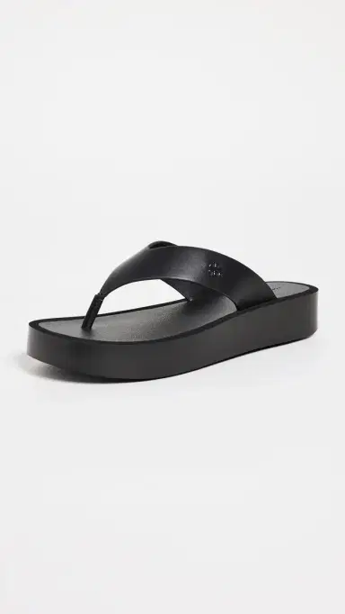 Tory Burch Leather Platform Flip Flops Black / Black 5 | Thumbnail 2