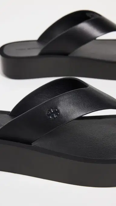 Tory Burch Leather Platform Flip Flops Black / Black 5 | Thumbnail 6