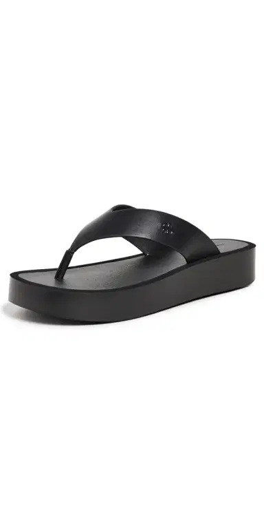 Tory Burch Leather Platform Flip Flops Black / Black 5 | Thumbnail 1