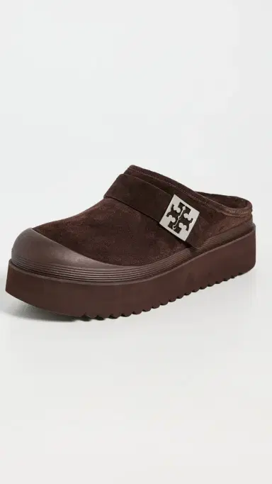 Tory Burch Mellow Shearling Platform Mules Dark Cocoa Tmono/Silver 9 | Thumbnail 2
