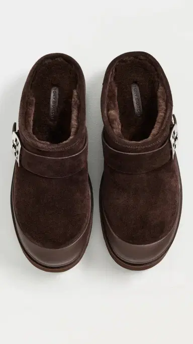 Tory Burch Mellow Shearling Platform Mules Dark Cocoa Tmono/Silver 9 | Thumbnail 5