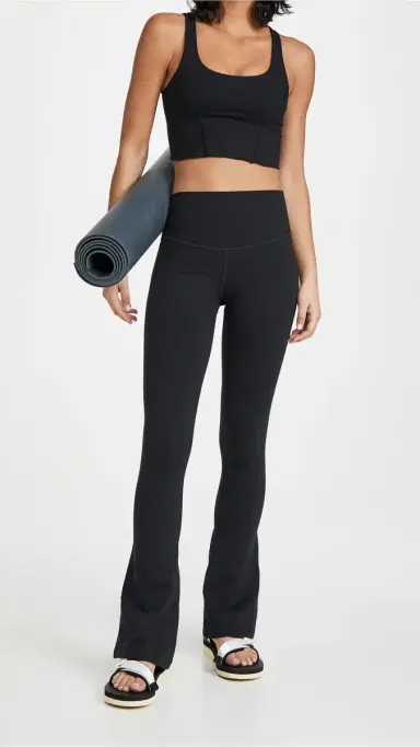 Splits59 Raquel High Waist Supplex Flared Full Leggings Black M | Thumbnail 5