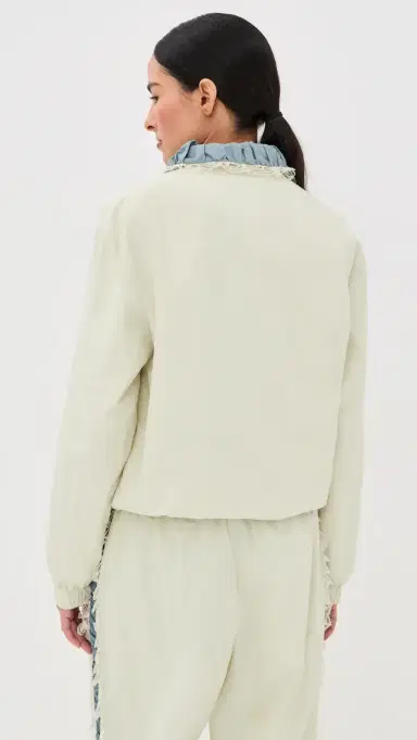 Tanner Fletcher Kennedy Ruched Stripe Track Jacket Ivory/Blue S | Thumbnail 3