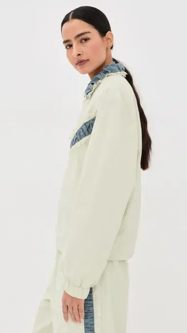 Tanner Fletcher Kennedy Ruched Stripe Track Jacket Ivory/Blue S | Thumbnail 4