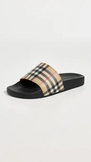 Burberry Furley Check Slide Sandals Archive Beige IP Check 40 | Thumbnail 2
