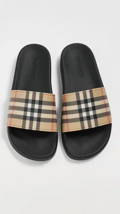 Burberry Furley Check Slide Sandals Archive Beige IP Check 40 | Thumbnail 5