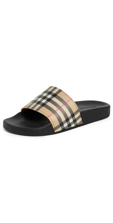Burberry Furley Check Slide Sandals Archive Beige IP Check 40 | Thumbnail 1