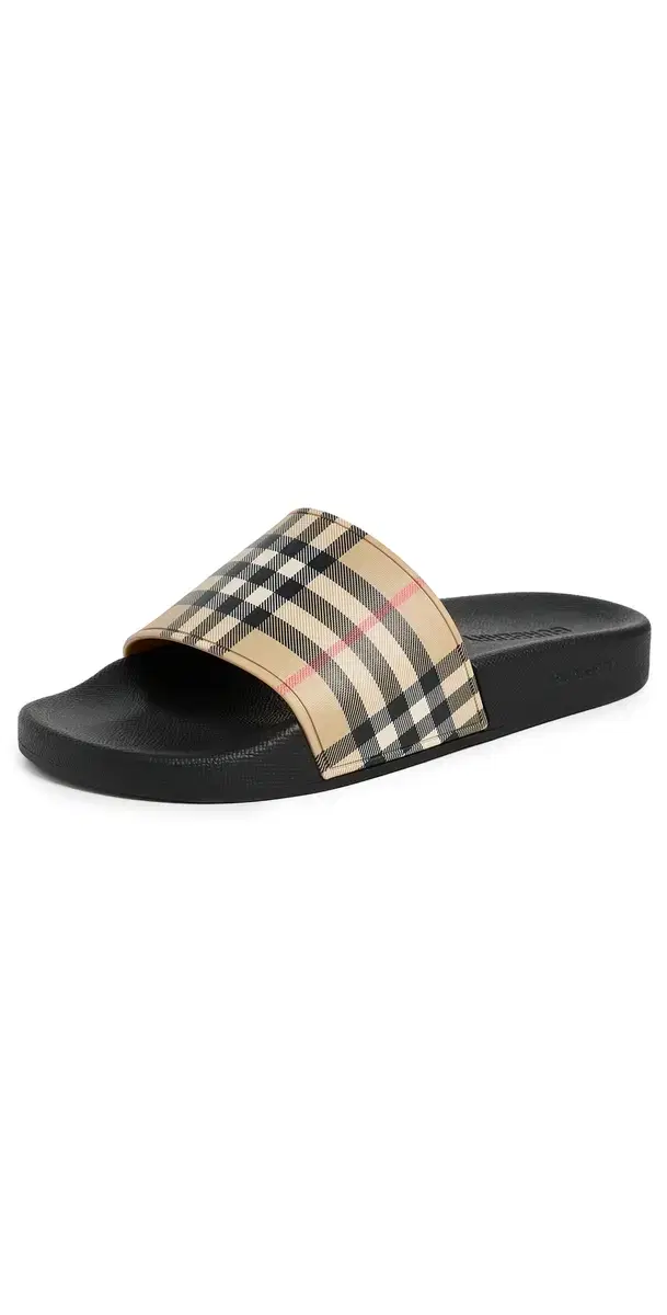 Burberry Furley Check Slide Sandals Archive Beige IP Check