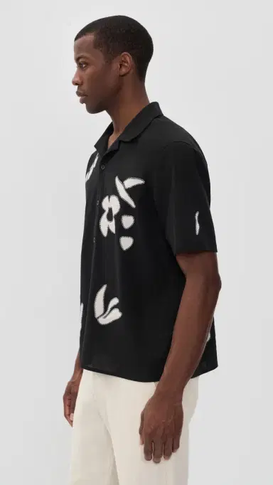 Wax London Abstract Applique Didcot Shirt Black/Beige L | Thumbnail 4