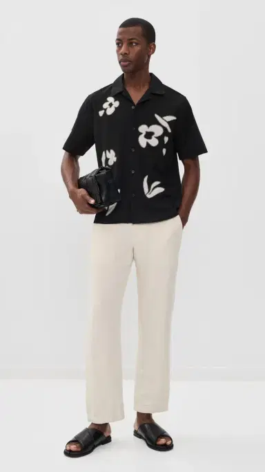 Wax London Abstract Applique Didcot Shirt Black/Beige L | Thumbnail 5