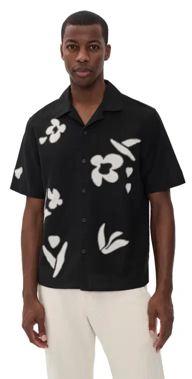 Wax London Abstract Applique Didcot Shirt Black/Beige L | Thumbnail 1