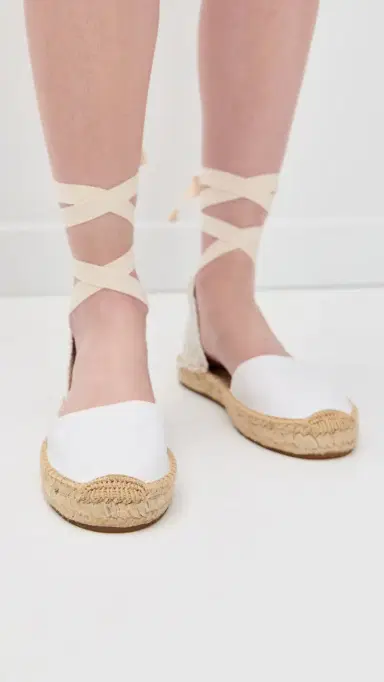 Soludos Lauren Lace-Up Espadrilles Oasis White 9-9.5 | Thumbnail 3
