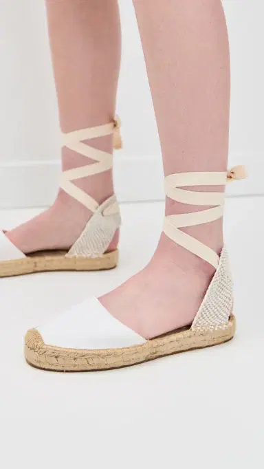 Soludos Lauren Lace-Up Espadrilles Oasis White 9-9.5 | Thumbnail 5