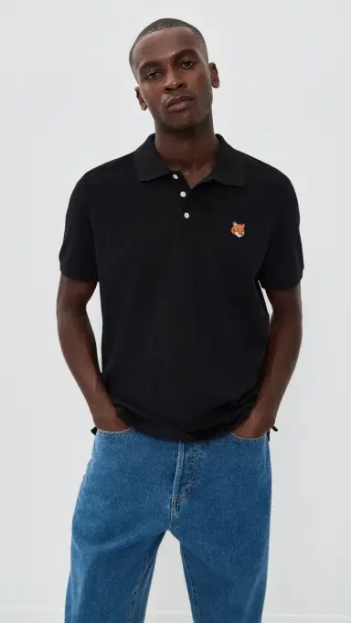 Maison Kitsuné Fox Head Patch Regular Polo Black L | Thumbnail 2