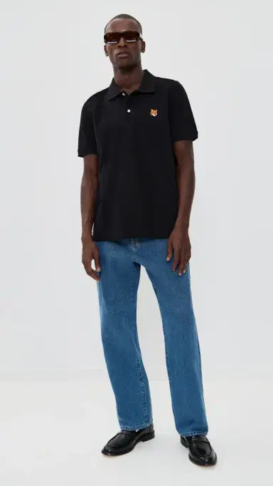 Maison Kitsuné Fox Head Patch Regular Polo Black L | Thumbnail 5