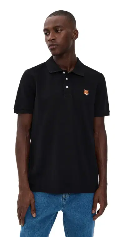 Maison Kitsuné Fox Head Patch Regular Polo Black L | Thumbnail 1