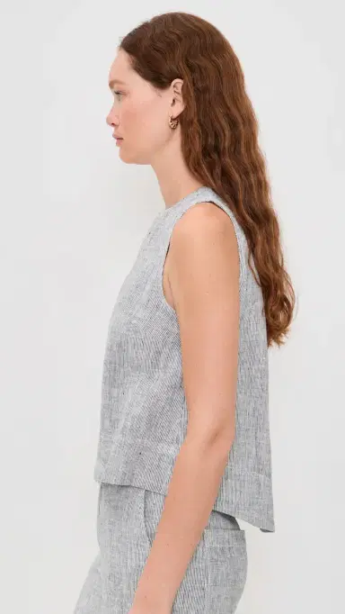 Madewell Pleated Linen Top Mini Black White Stripe | Thumbnail 4 Madewell Pleated Linen Top Mini Black White Stripe | Thumbnail 4