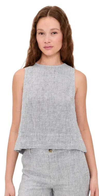 Madewell Pleated Linen Top Mini Black White Stripe | Thumbnail 1 Madewell Pleated Linen Top Mini Black White Stripe | Thumbnail 1