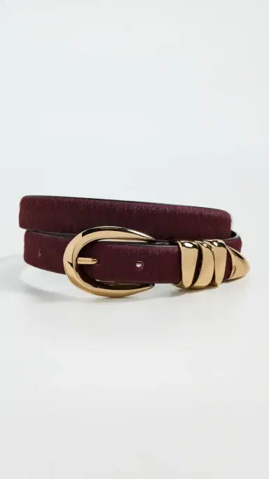 Madewell Triple Metal Keeper Belt Cabernet Haircalf L | Thumbnail 2