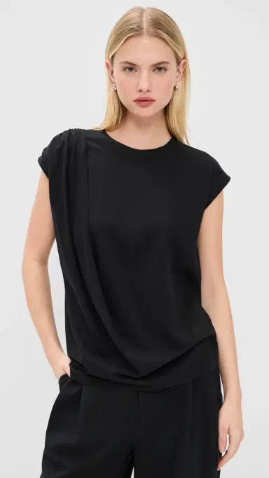 Vince Relaxed Drape Top Black | Thumbnail 2 Vince Relaxed Drape Top Black | Thumbnail 2