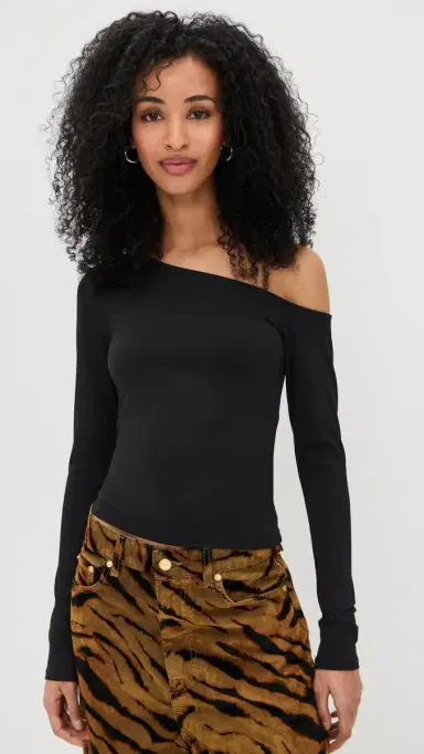 Good American Weightless culpting One houlder Top Black001 | Thumbnail 2