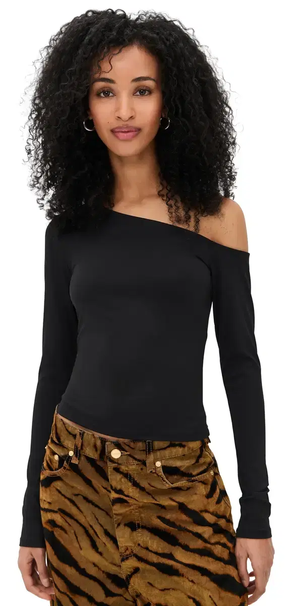 Good American Weightless culpting One houlder Top Black001
