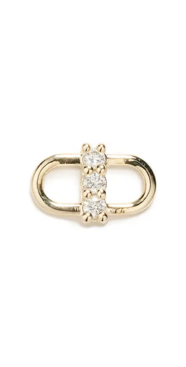 14k Gold Diamond Open Link Single Stud Earring 14k Yellow Gold One Size