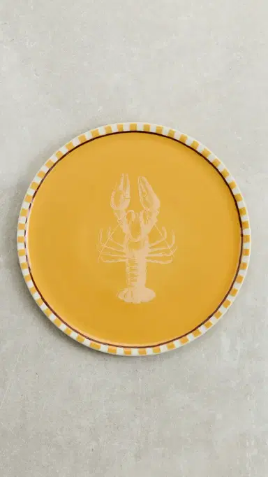 Carolina K Hand-Painted Lobster Serving Plate Yellow One Size | Thumbnail 2