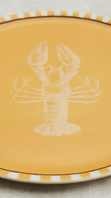 Carolina K Hand-Painted Lobster Serving Plate Yellow One Size | Thumbnail 4