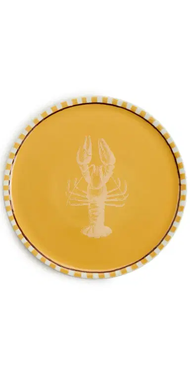 Carolina K Hand-Painted Lobster Serving Plate Yellow One Size | Thumbnail 1