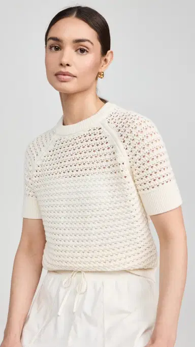 Varley Alva Knit Tee Egret L | Thumbnail 2 Varley Alva Knit Tee Egret L | Thumbnail 2