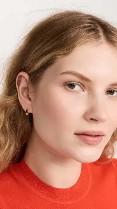 Gorjana Rose Huggie Hoop Earrings Gold One Size | Thumbnail 3