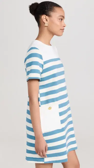 English Factory Striped Dress with Patch Pockets White/Blue | Thumbnail 4 English Factory Striped Dress with Patch Pockets White/Blue | Thumbnail 4