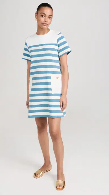 English Factory Striped Dress with Patch Pockets White/Blue | Thumbnail 5 English Factory Striped Dress with Patch Pockets White/Blue | Thumbnail 5